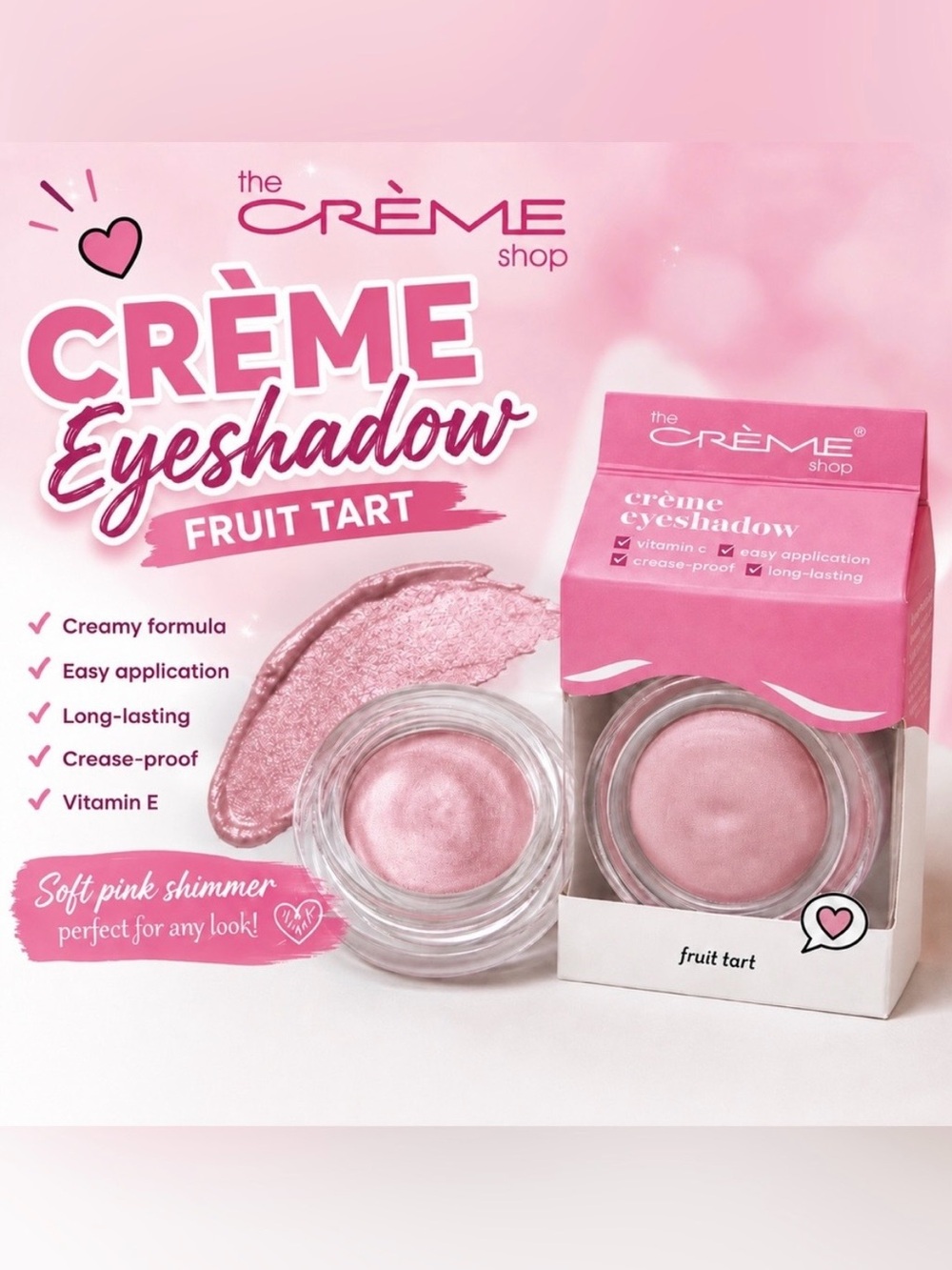 The Crème Shop Fruit Tart Crème Eyeshadow — Soft Pink